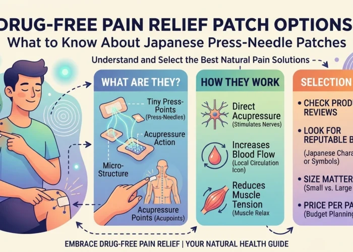 Drug-Free Pain Relief Patch Options What to Know About Japanese Press-Needle Patches.